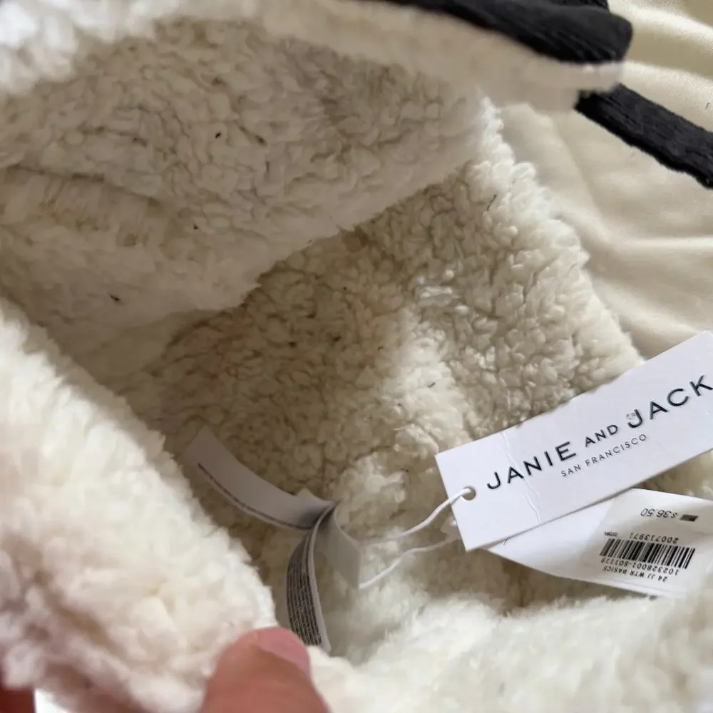 NWT Janie & Jack Gray Corduroy Sherpa Trapper Hat 4 - 5 years Winter